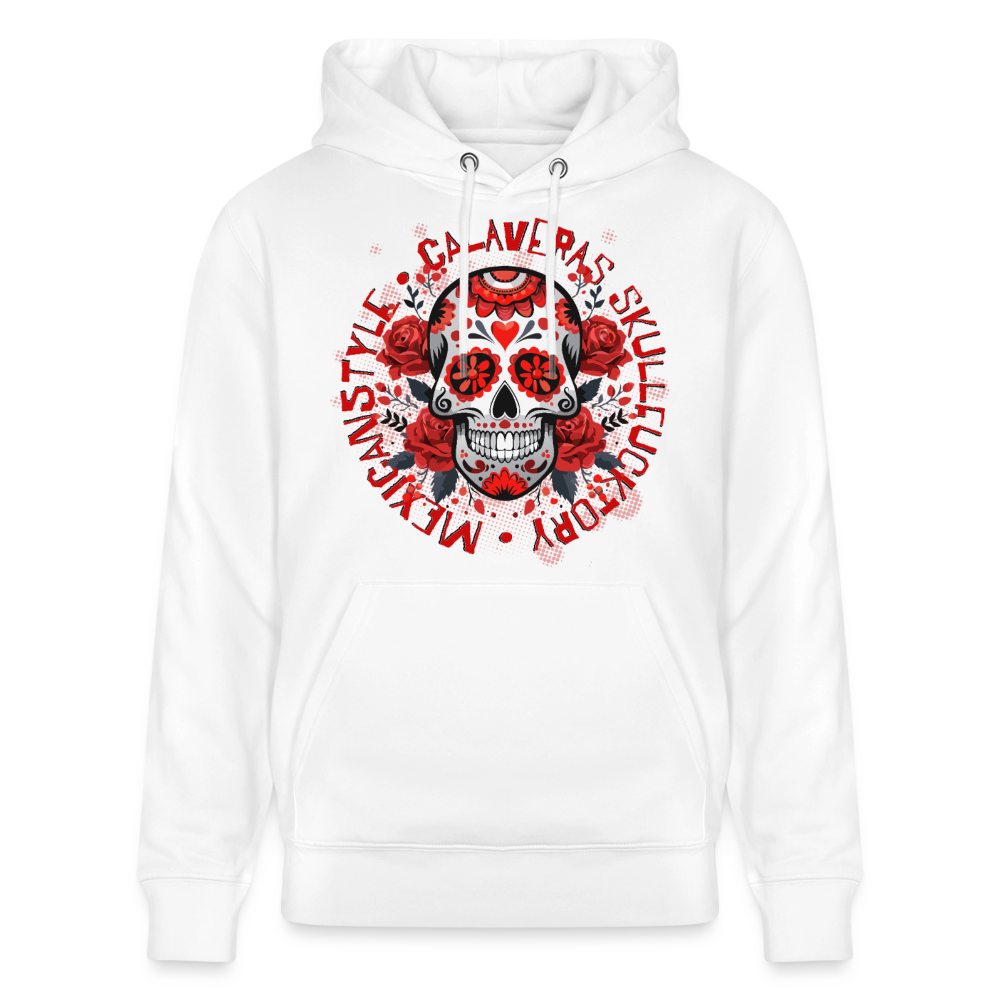 Sugar Skull Rosen Design - Unisex Bio-Hoodie - Weiß