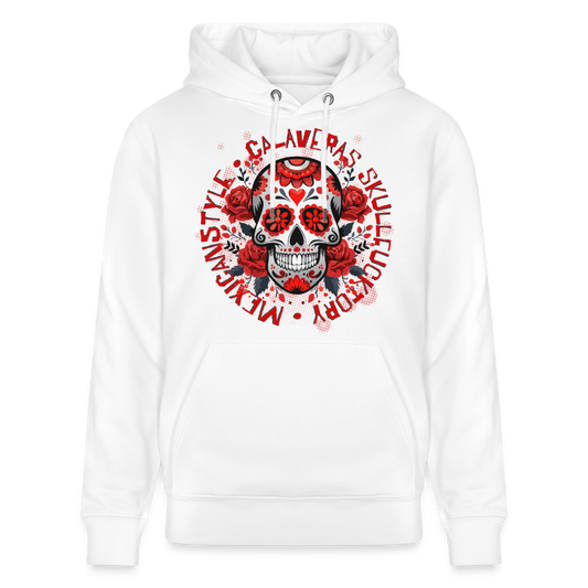 Sugar Skull Rosen Design - Unisex Bio-Hoodie - Weiß
