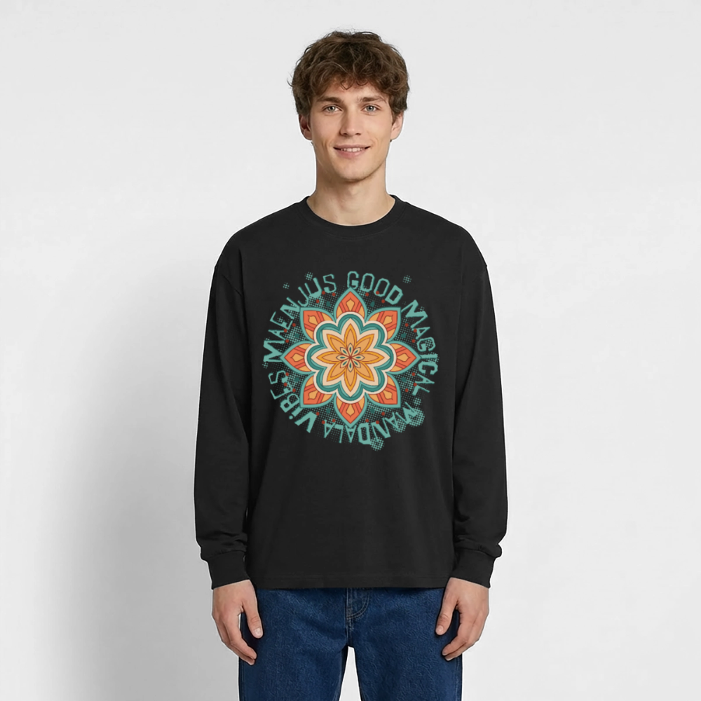 Mandala Türkis Design – Oversized Langarmshirt - Schwarz
