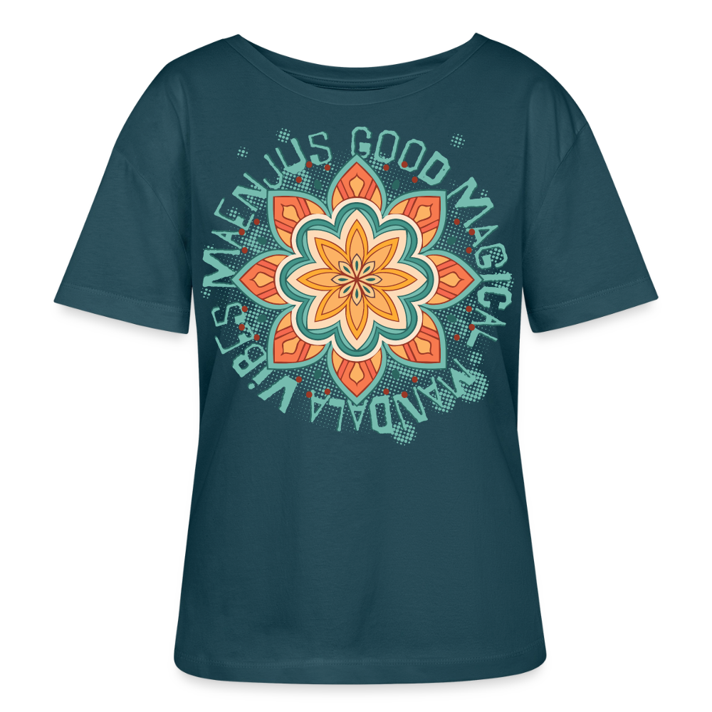 Mandala Türkis Design – Rundhals Frauen Bio-T-Shirt - Dunkles Petrol