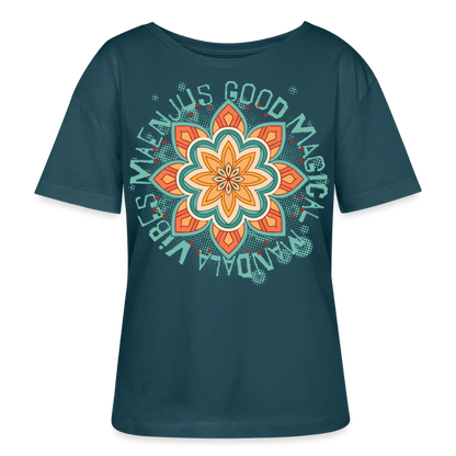 Mandala Türkis Design – Rundhals Frauen Bio-T-Shirt - Dunkles Petrol