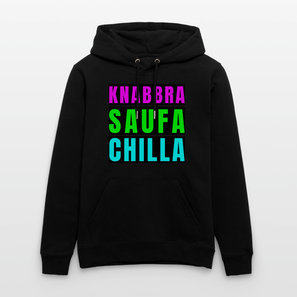 Knabbra Saufa Chilla Design – Unisex Bio-Hoodie - Schwarz