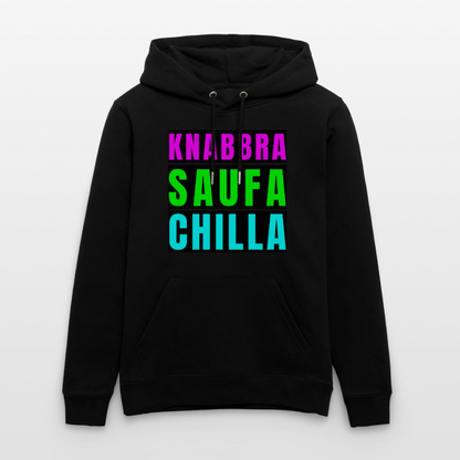 Knabbra Saufa Chilla Design – Unisex Bio-Hoodie - Schwarz