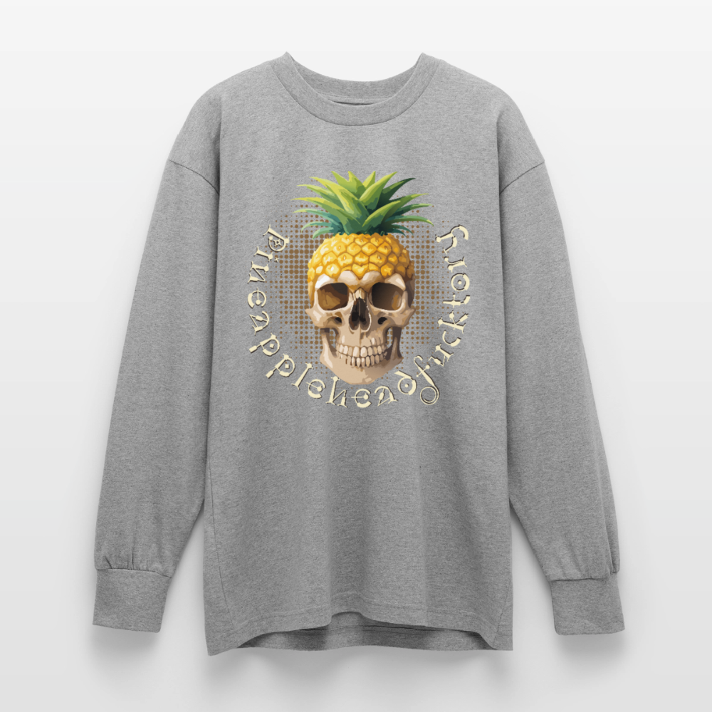 Pineapple Skull Design - Oversized Langarmshirt - Grau meliert