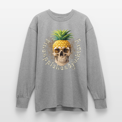 Pineapple Skull Design - Oversized Langarmshirt - Grau meliert