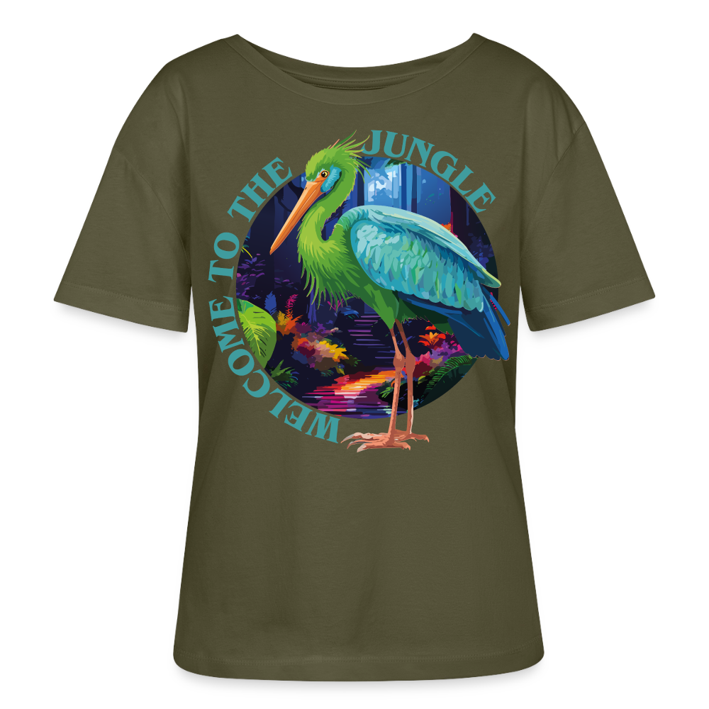 Jungle Design – Rundhals Frauen Bio-T-Shirt - Khaki