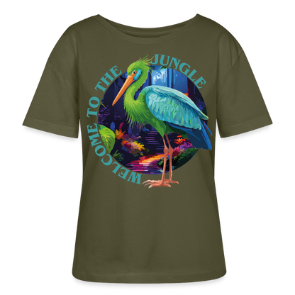 Jungle Design – Rundhals Frauen Bio-T-Shirt - Khaki