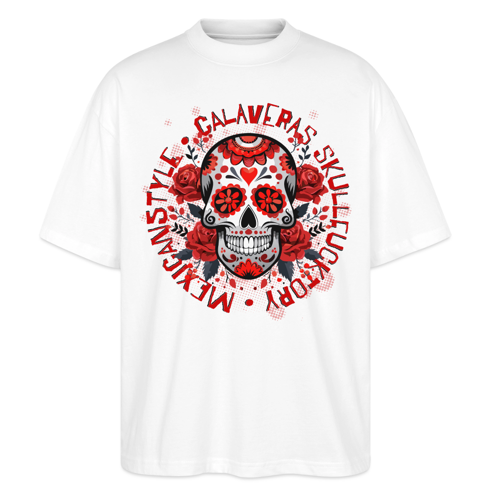 Sugar Skull Rosen Design - Oversized Unisex Bio T-Shirt - Weiß