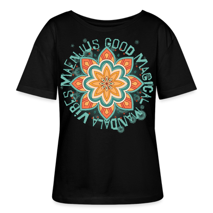 Mandala Türkis Design – Rundhals Frauen Bio-T-Shirt - Schwarz