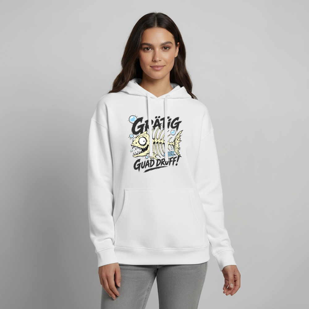 Fischskelett Grätig Design – Oversized Unisex Hoodie - Weiß
