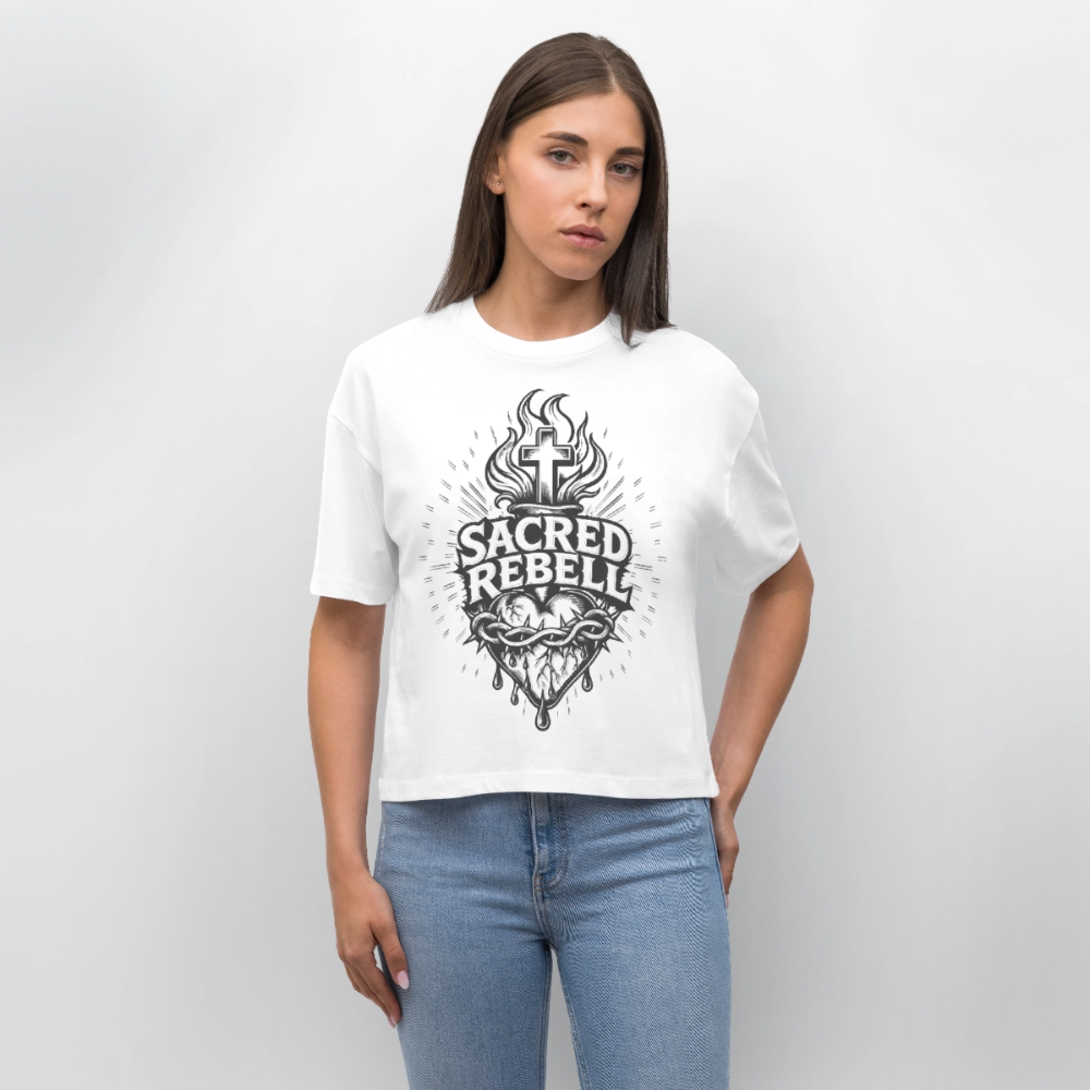 Sacred Rebell Design – Frauen Boxy Bio-T-Shirt - Weiß