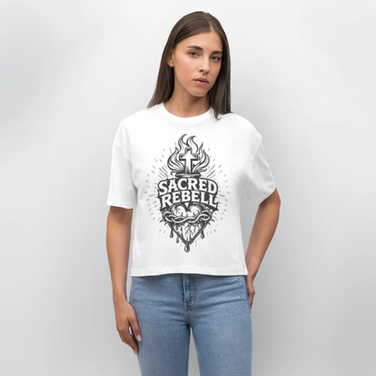 Sacred Rebell Design – Frauen Boxy Bio-T-Shirt - Weiß