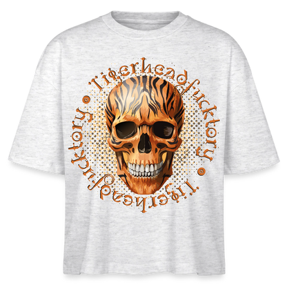 Tiger skull Design – Frauen Boxy Bio-T-Shirt - Weiß meliert