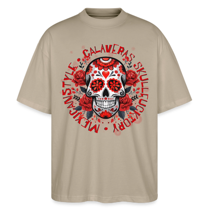 Sugar Skull Rosen Design - Oversized Unisex Bio T-Shirt - Steingrau