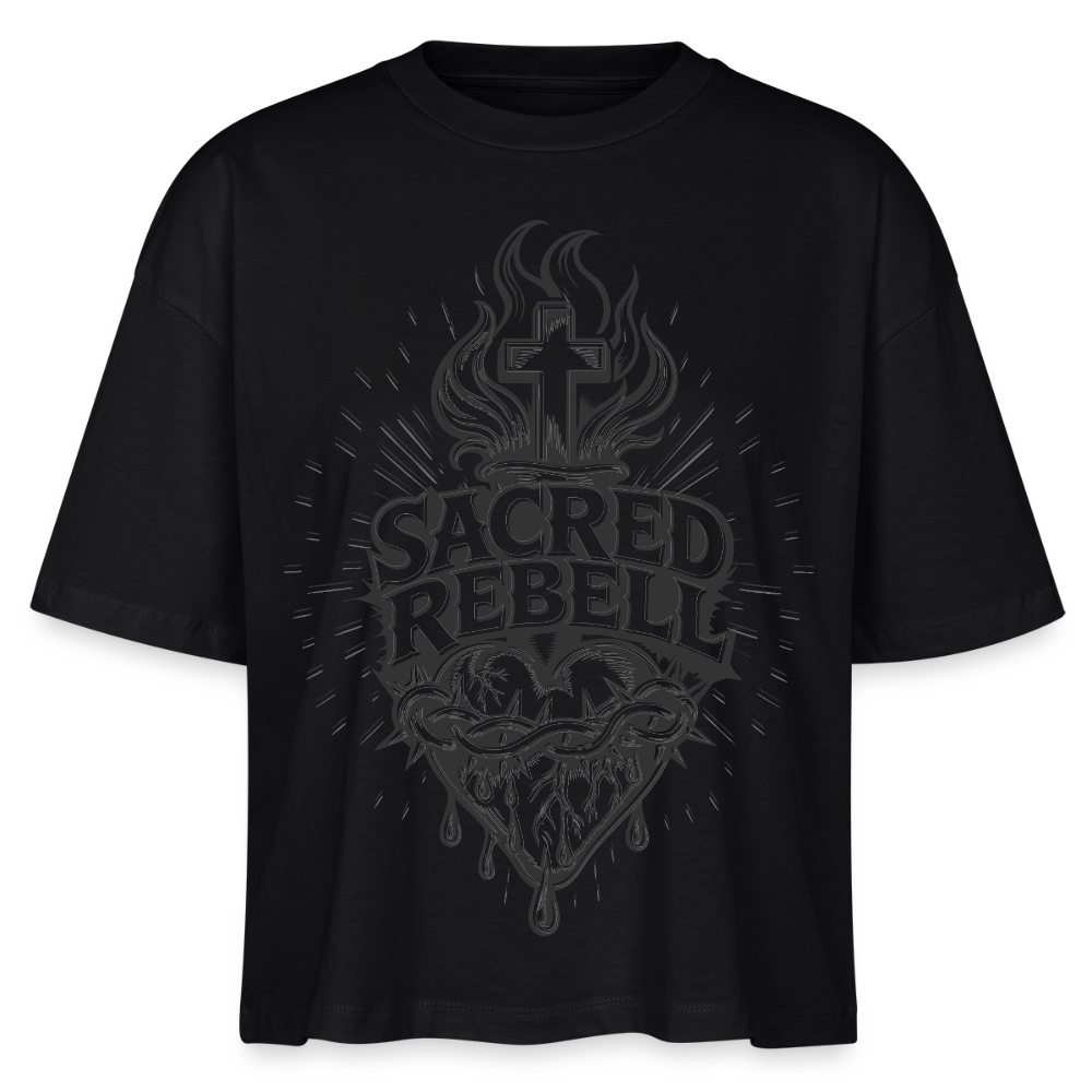 Sacred Rebell Design – Frauen Boxy Bio-T-Shirt - Schwarz