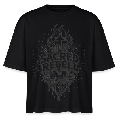 Sacred Rebell Design – Frauen Boxy Bio-T-Shirt - Schwarz