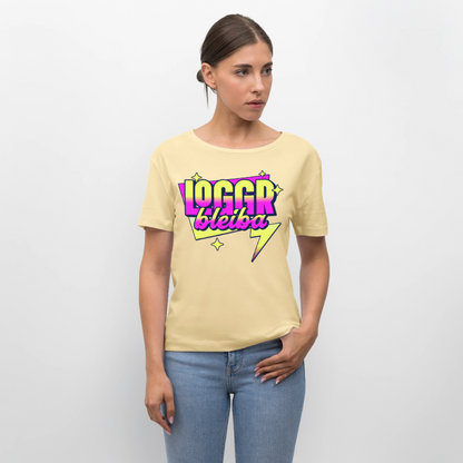 Logo bleibt Design – Rundhals Frauen Bio-T-Shirt - Creme