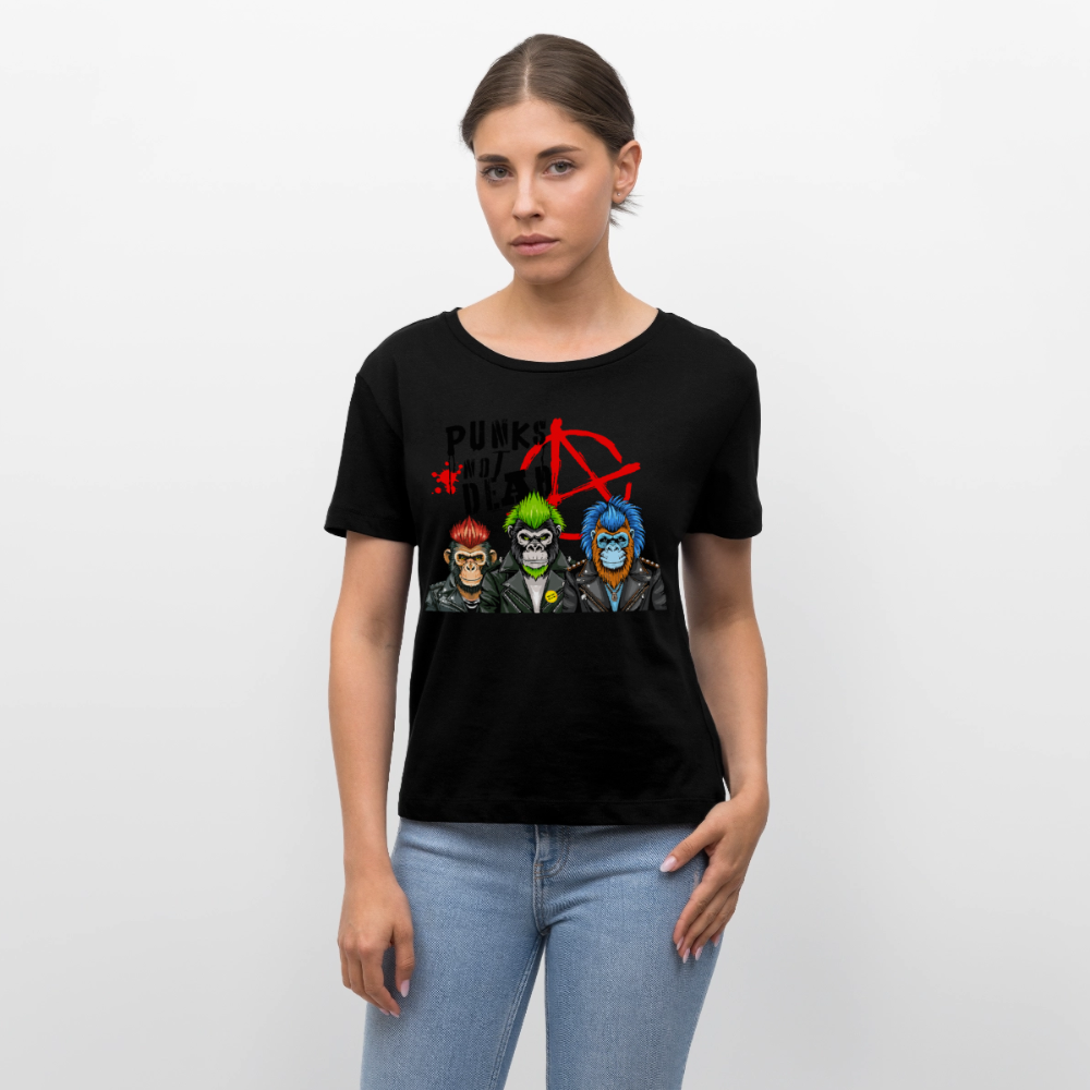 Punks Not Dead Design – Rundhals Frauen Bio-T-Shirt - Schwarz