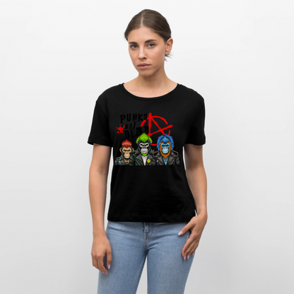 Punks Not Dead Design – Rundhals Frauen Bio-T-Shirt - Schwarz
