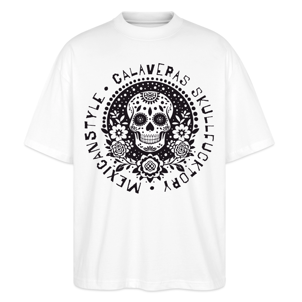 Sugar Skull Black Design - Oversized Unisex Bio T-Shirt - Weiß