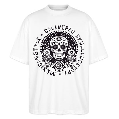 Sugar Skull Black Design - Oversized Unisex Bio T-Shirt - Weiß