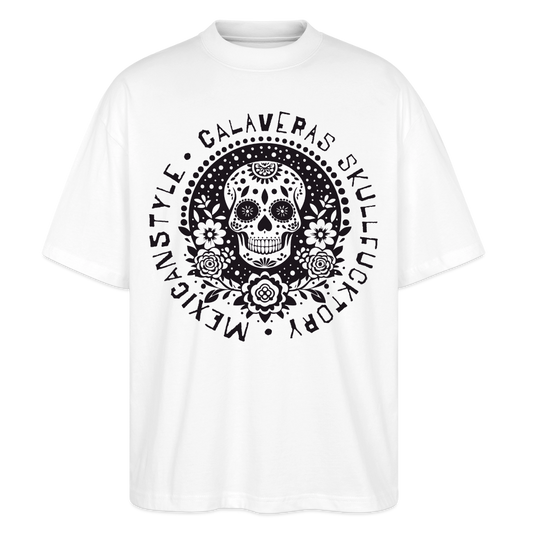 Sugar Skull Black Design - Oversized Unisex Bio T-Shirt - Weiß