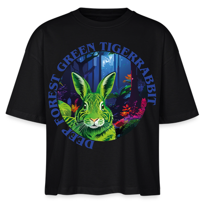 Tiger Rabbit Design – Frauen Boxy Bio-T-Shirt - Schwarz
