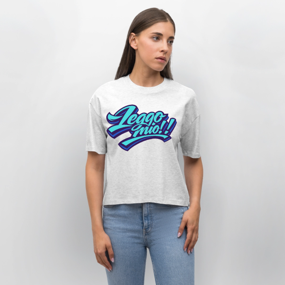 Leggomio Design – Frauen Boxy Bio-T-Shirt - Weiß meliert