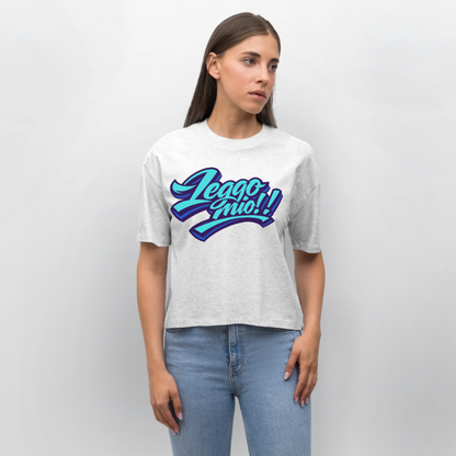 Leggomio Design – Frauen Boxy Bio-T-Shirt - Weiß meliert