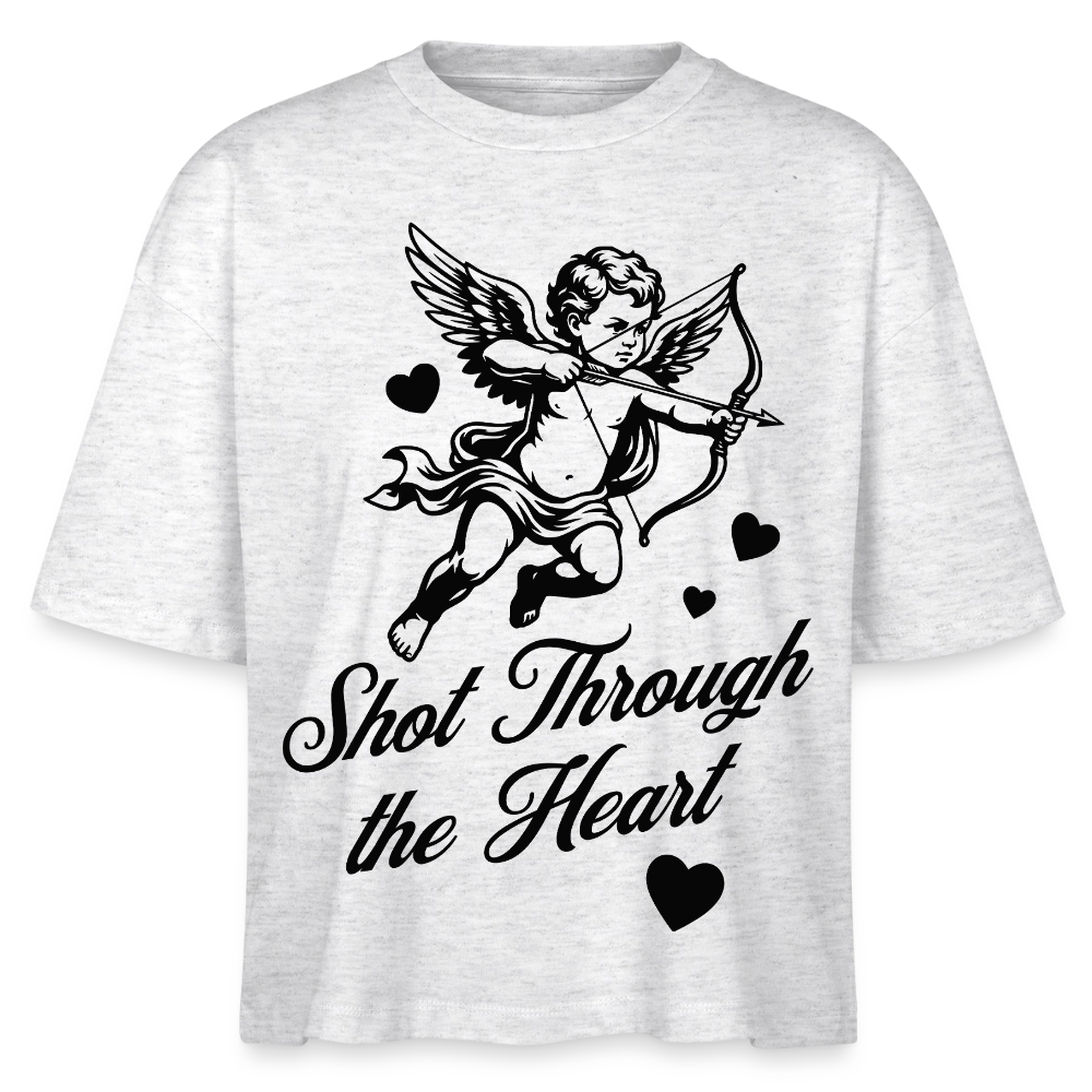 Amor Design – Frauen Boxy Bio-T-Shirt - Weiß meliert