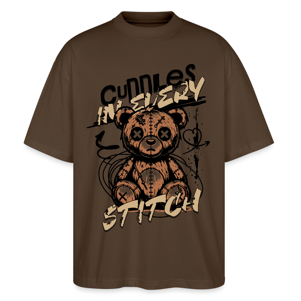 Bear Design – Oversized Unisex Bio T-Shirt - Dunkelbraun