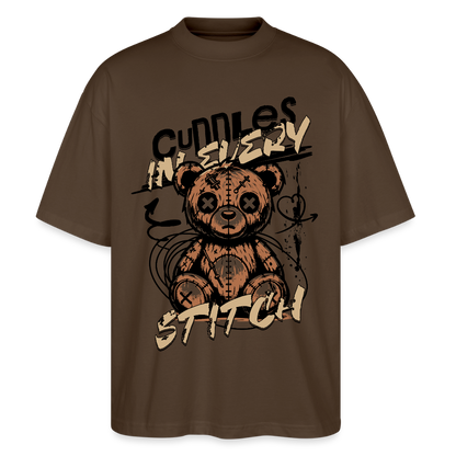 Bear Design – Oversized Unisex Bio T-Shirt - Dunkelbraun