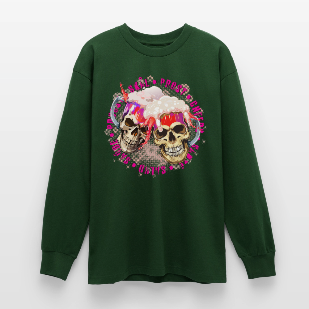 Party Skull Design Pink – Oversized Langarmshirt - Flaschengrün