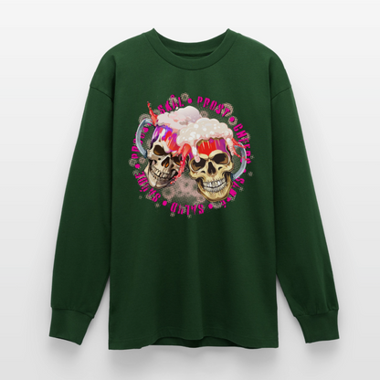 Party Skull Design Pink – Oversized Langarmshirt - Flaschengrün