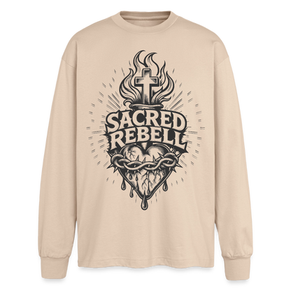 Sacred Rebell Design – Oversized Langarmshirt - Sand
