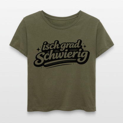 isch grad schwierig Design – Rundhals Frauen Bio-T-Shirt - Khaki