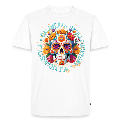 Sugar Skull Blumen Design – Männer Premium T-Shirt - Weiß