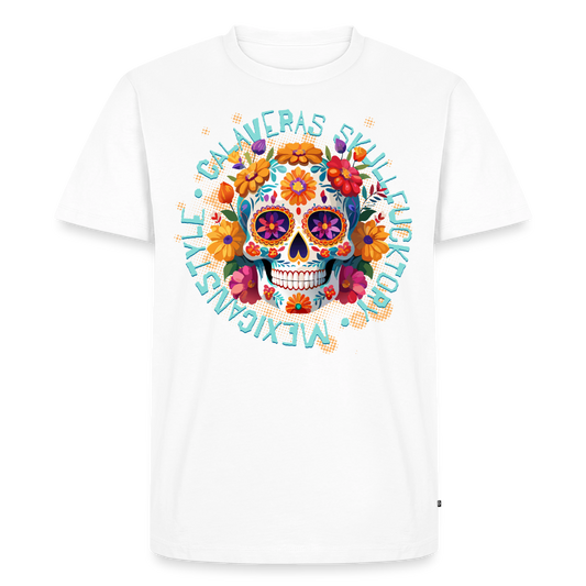 Sugar Skull Blumen Design – Männer Premium T-Shirt - Weiß