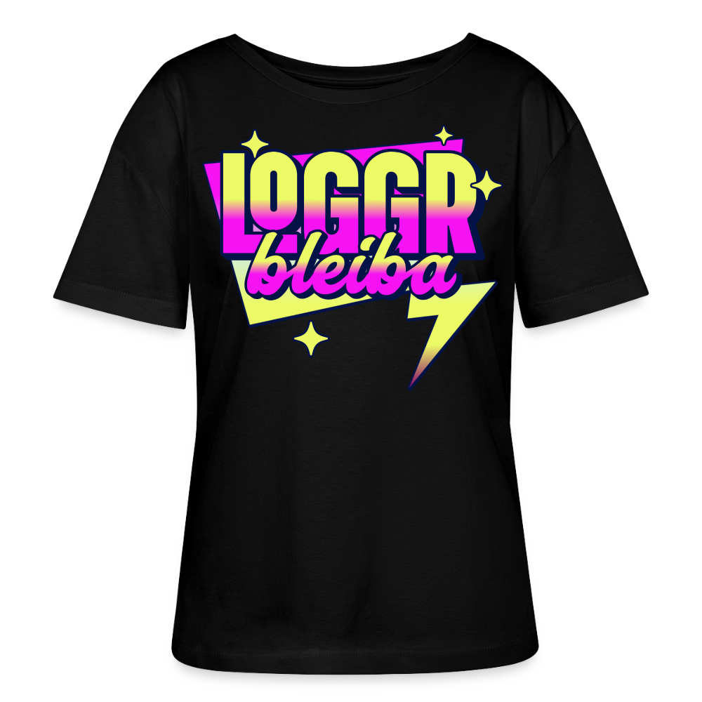 Logo bleibt Design – Rundhals Frauen Bio-T-Shirt - Schwarz