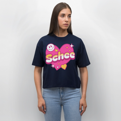Schnee Design – Frauen Boxy Bio-T-Shirt - Navy