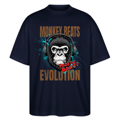 Monkey Beats Design – Oversized Unisex Bio T-Shirt - Navy