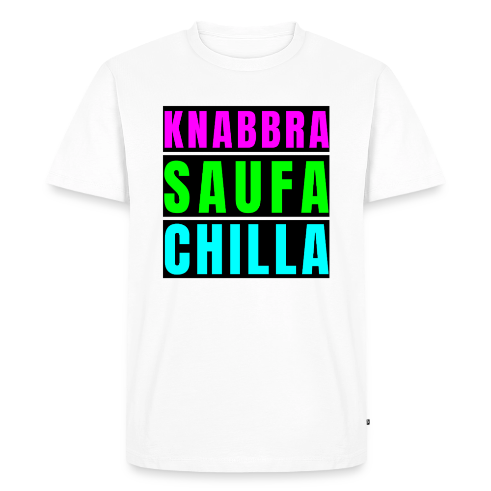 Knabbra Saufa Chilla Design – Männer Premium T-Shirt - Weiß