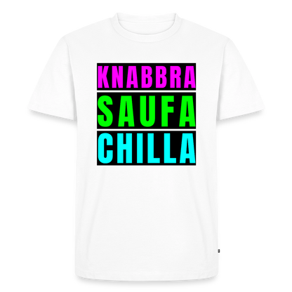 Knabbra Saufa Chilla Design – Männer Premium T-Shirt - Weiß