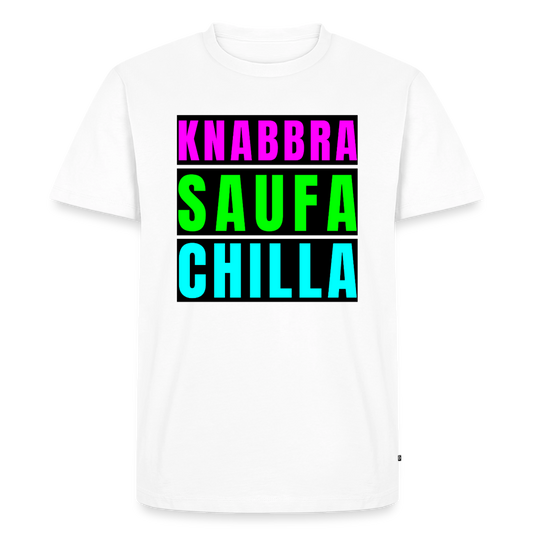 Knabbra Saufa Chilla Design – Männer Premium T-Shirt - Weiß