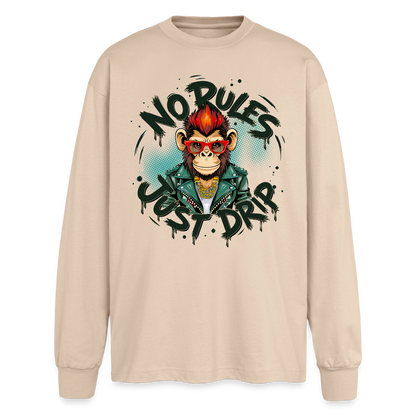 Monkey No Rules Design – Oversized Langarmshirt - Sand
