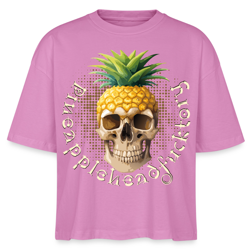 Pineapple Skull Design - Frauen Boxy Bio-T-Shirt - Pink