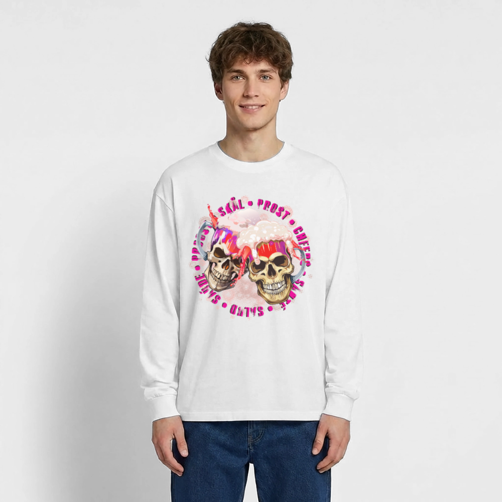Party Skull Design Pink – Oversized Langarmshirt - Weiß