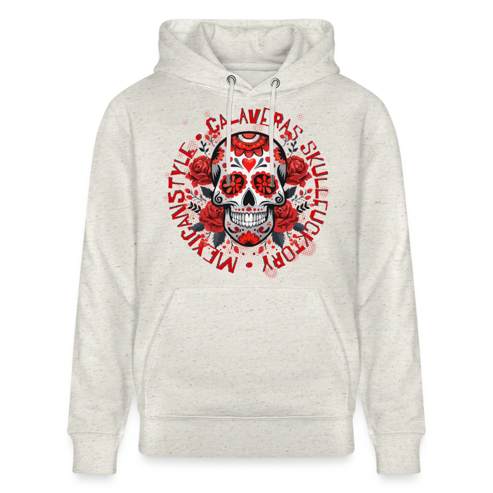 Sugar Skull Rosen Design - Unisex Bio-Hoodie - Beige meliert