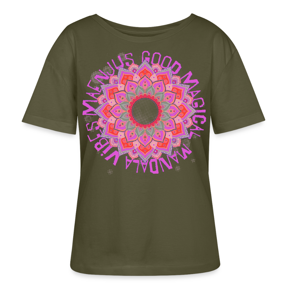 Mandala Pink Design – Rundhals Frauen Bio-T-Shirt - Khaki