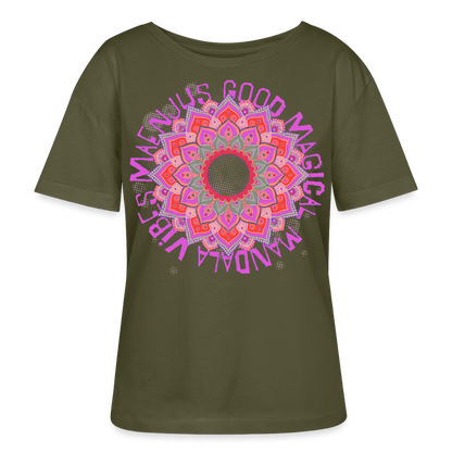 Mandala Pink Design – Rundhals Frauen Bio-T-Shirt - Khaki